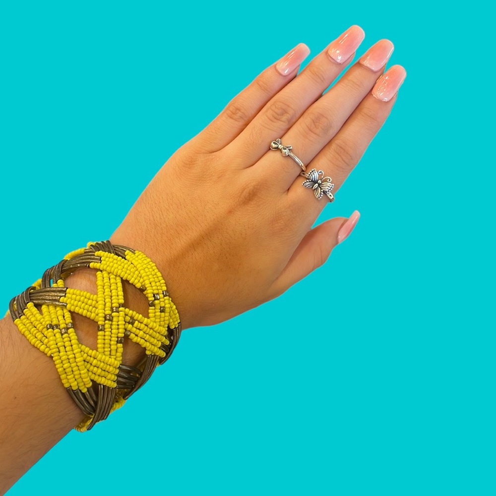 Yellow & Gold‎ Crisscross Cuff Bracelet